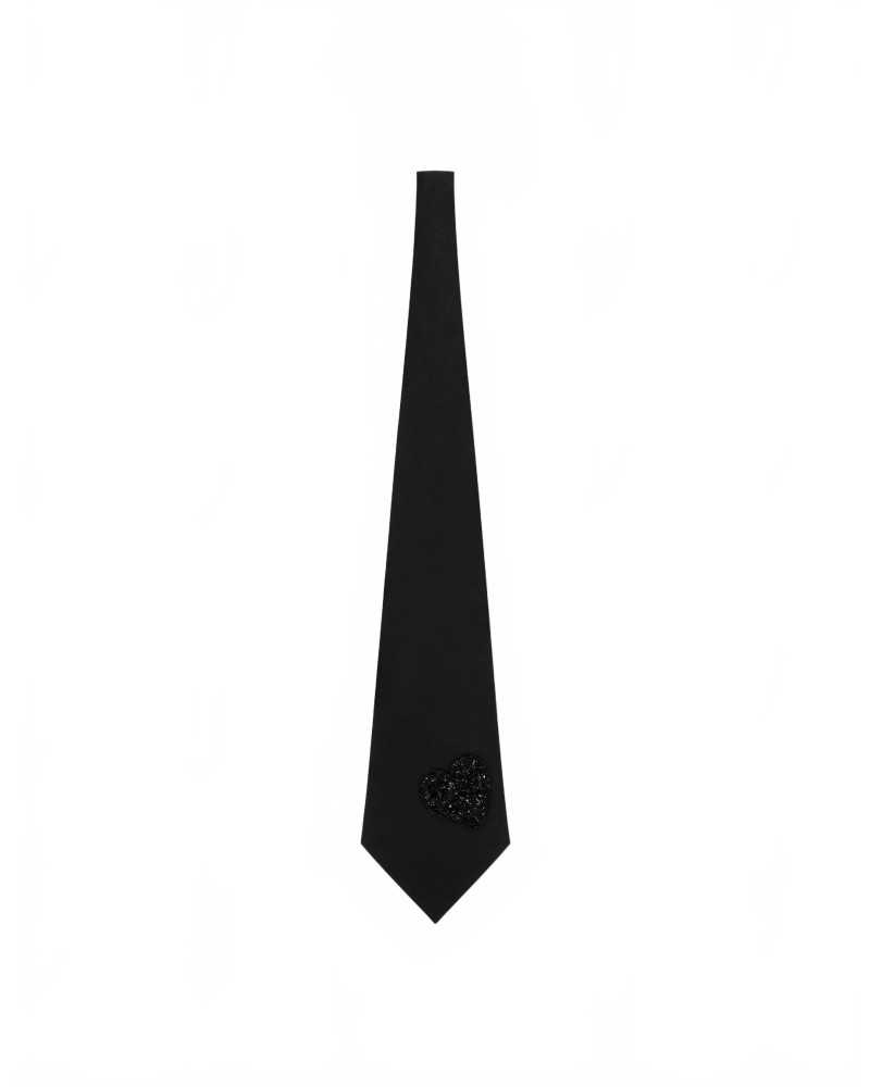 Cravate Avec Coeur En Perles - Moschino - Black Cravate Avec Coeur En Perles - Moschino - Black