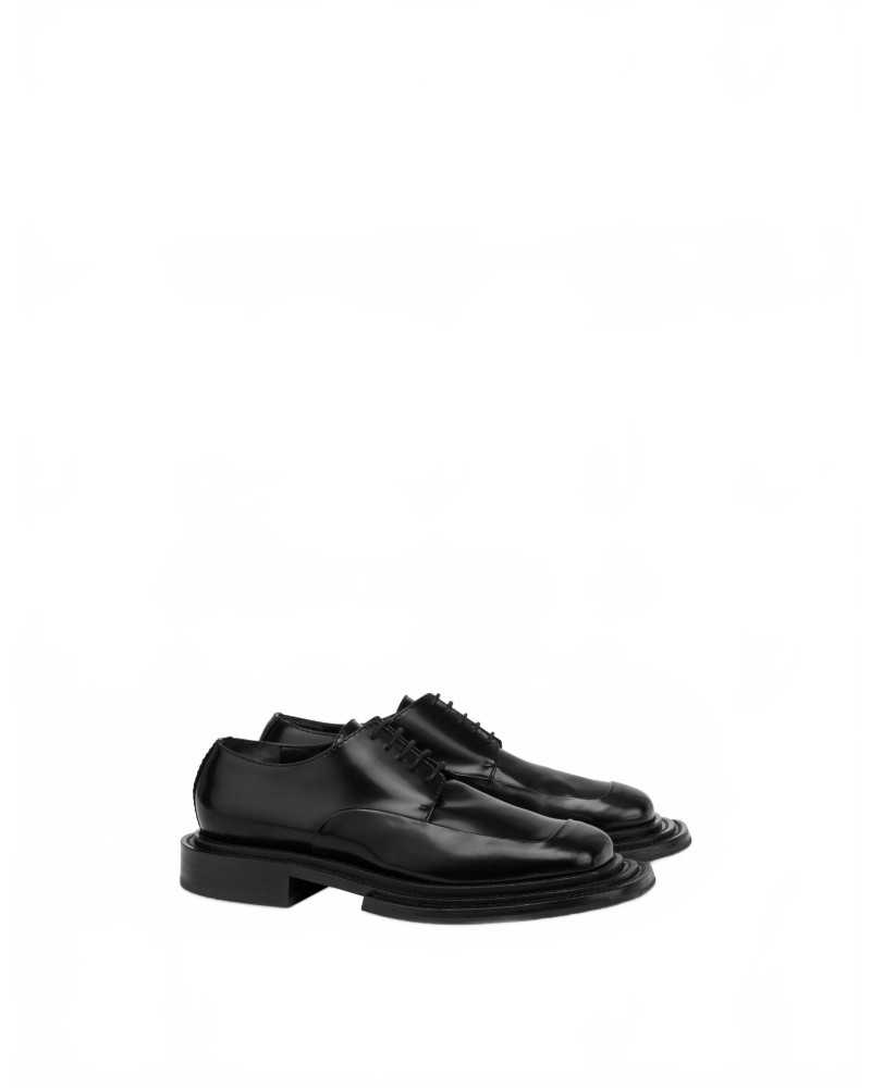 Derby En Cuir De Veau Brillant - Moschino - Black