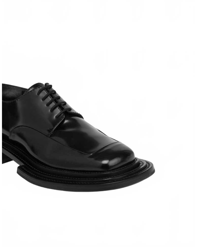 Derby En Cuir De Veau Brillant - Moschino - Black