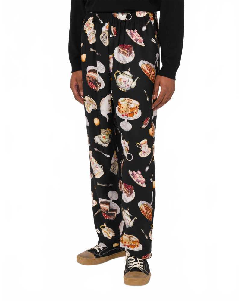 Printed Satin Pants - Moschino - Multi Printed Satin Pants - Moschino - Multi