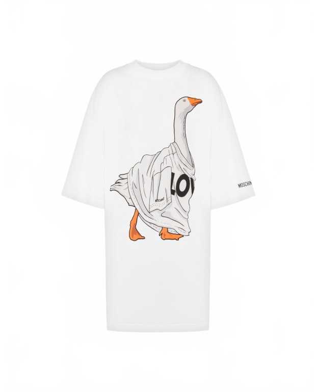 Goose Heavy Cotton Oversized Dress - Moschino - Multi White Goose Heavy Cotton Oversized Dress - Moschino - Multi White