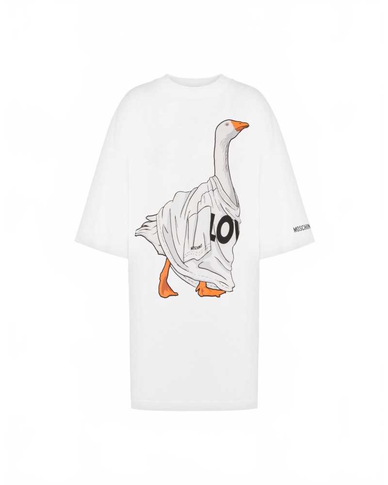 Goose Heavy Cotton Oversized Dress - Moschino - Multi White Goose Heavy Cotton Oversized Dress - Moschino - Multi White