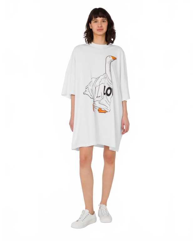Goose Heavy Cotton Oversized Dress - Moschino - Multi White Goose Heavy Cotton Oversized Dress - Moschino - Multi White
