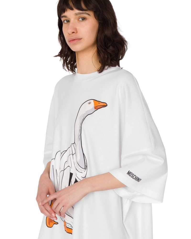 Goose Heavy Cotton Oversized Dress - Moschino - Multi White Goose Heavy Cotton Oversized Dress - Moschino - Multi White