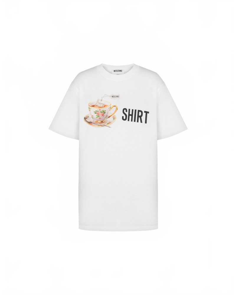 Organic Cotton Jersey Print T-Shirt - Moschino - Multi White Organic Cotton Jersey Print T-Shirt - Moschino - Multi White