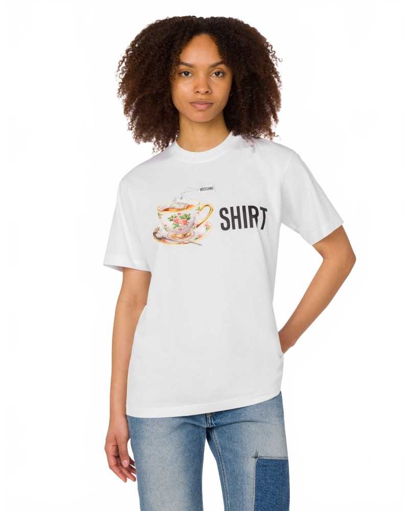 Organic Cotton Jersey Print T-Shirt - Moschino - Multi White Organic Cotton Jersey Print T-Shirt - Moschino - Multi White