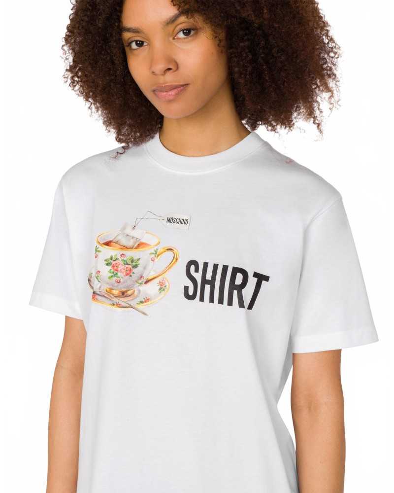 Organic Cotton Jersey Print T-Shirt - Moschino - Multi White Organic Cotton Jersey Print T-Shirt - Moschino - Multi White