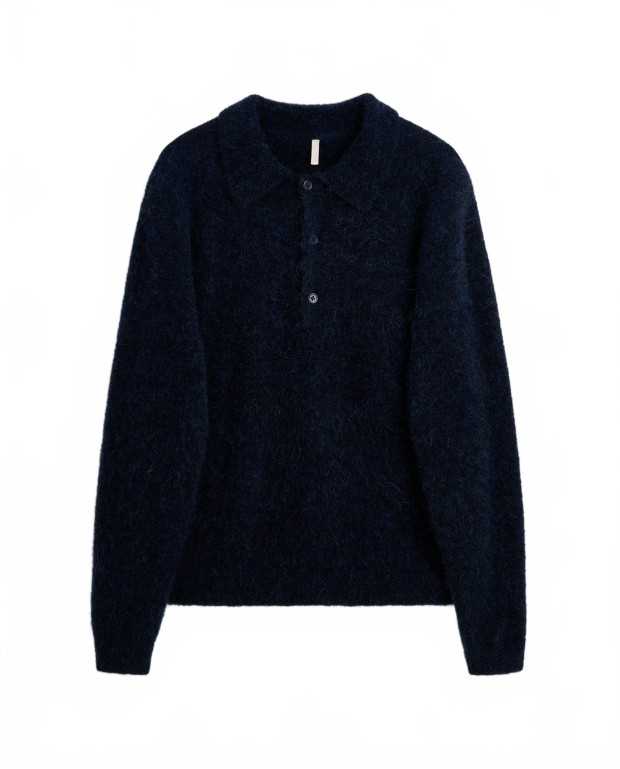 Mohair Polo - Sunflower - Navy Mohair Polo - Sunflower - Navy