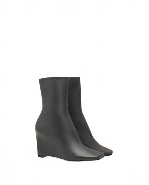 Bottines Cuir Lisse Satine - Ami - Anthracite Bottines Cuir Lisse Satine - Ami - Anthracite