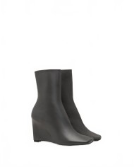 Bottines Cuir Lisse Satine - Ami - Anthracite