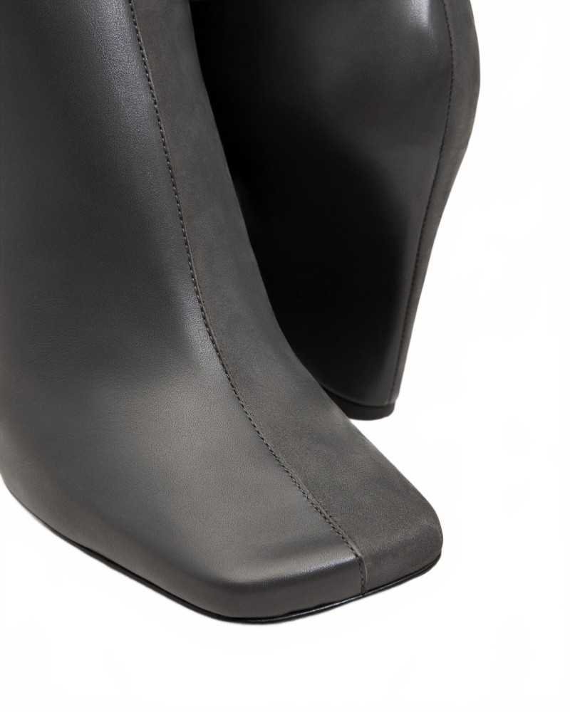 Bottines Cuir Lisse Satine - Ami - Anthracite