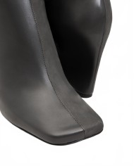 Satin Smooth Leather Boots - Ami - Anthracite