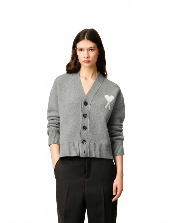 Cardigan Ami De Coeur - Ami - Gris / Ecru Cardigan Ami De Coeur - Ami - Gris / Ecru