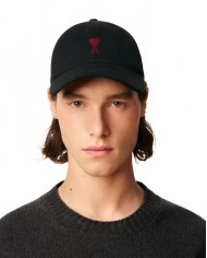 Ami De Coeur Red Embroidery Cap - Ami - Black