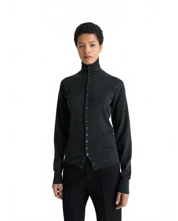 Buttoned Fitted Cardigan - Lemaire - Anthracite Melange Buttoned Fitted Cardigan - Lemaire - Anthracite Melange