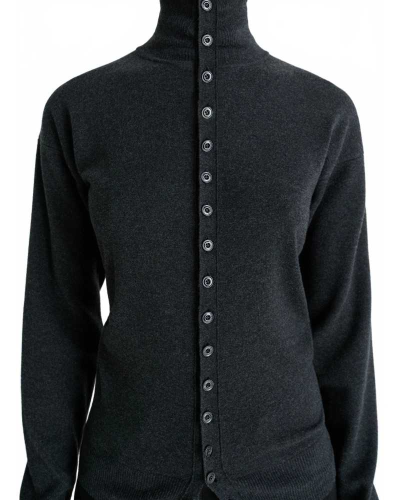 Buttoned Fitted Cardigan - Lemaire - Anthracite Melange Buttoned Fitted Cardigan - Lemaire - Anthracite Melange