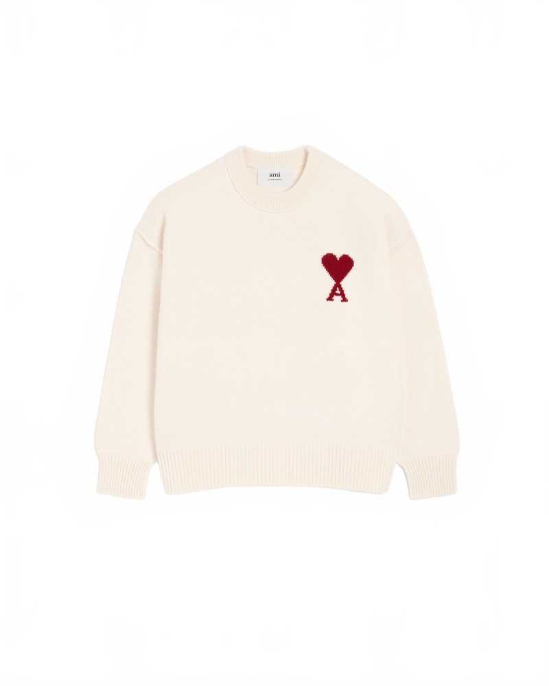 Pul Col Rond Ami De Coeur - Ami - Ecru / Rouge Pul Col Rond Ami De Coeur - Ami - Ecru / Rouge