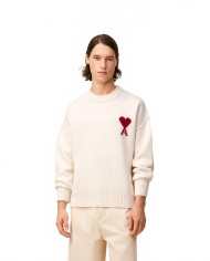 Pul Col Rond Ami De Coeur - Ami - Ecru / Rouge Pul Col Rond Ami De Coeur - Ami - Ecru / Rouge