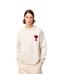 Pul Col Rond Ami De Coeur - Ami - Ecru / Red Pul Col Rond Ami De Coeur - Ami - Ecru / Red