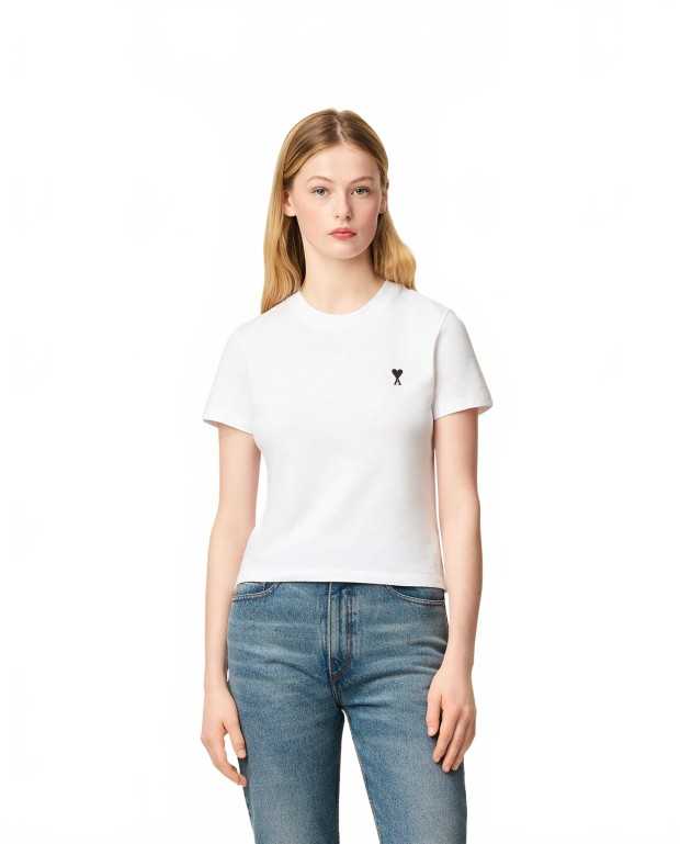 Ami De Coeur Cropped Tshirt - Ami - White Ami De Coeur Cropped Tshirt - Ami - White