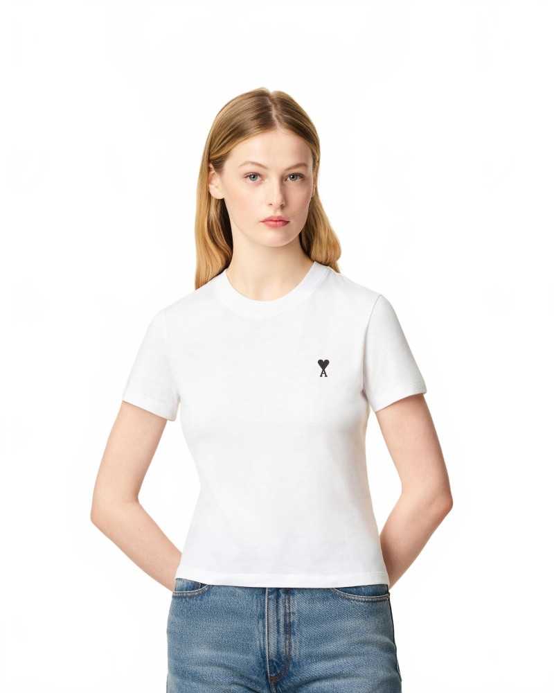Ami De Coeur Cropped Tshirt - Ami - White Ami De Coeur Cropped Tshirt - Ami - White