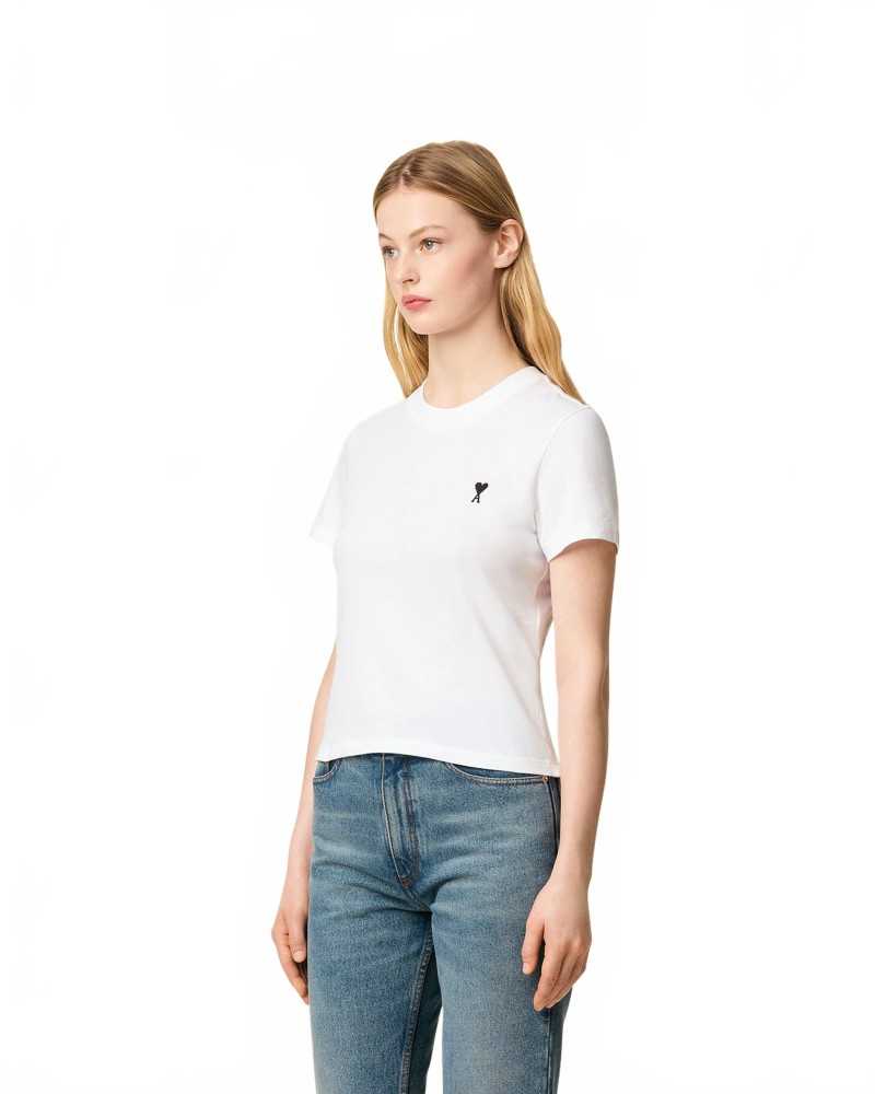 Ami De Coeur Cropped Tshirt - Ami - White Ami De Coeur Cropped Tshirt - Ami - White