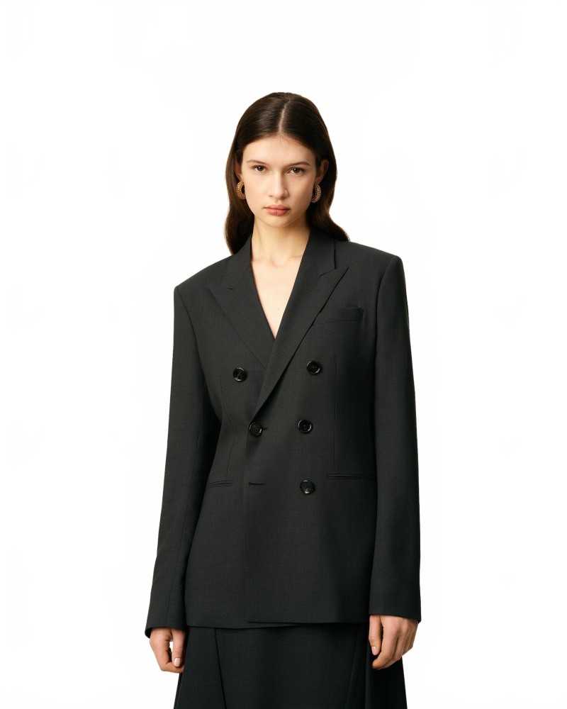 Loose-fitting Double Breasted Jacket - Ami - Anthracite Loose-fitting Double Breasted Jacket - Ami - Anthracite