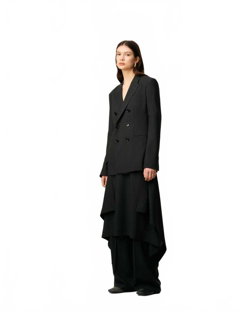 Loose-fitting Double Breasted Jacket - Ami - Anthracite Loose-fitting Double Breasted Jacket - Ami - Anthracite