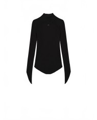 Circle Rib Knit Mockneck Sweater - Quilts - Black Circle Rib Knit Mockneck Sweater - Quilts - Black