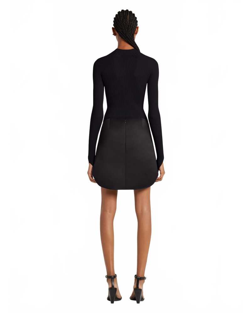 Circle Rib Knit Mockneck Sweater - Quilts - Black Circle Rib Knit Mockneck Sweater - Quilts - Black