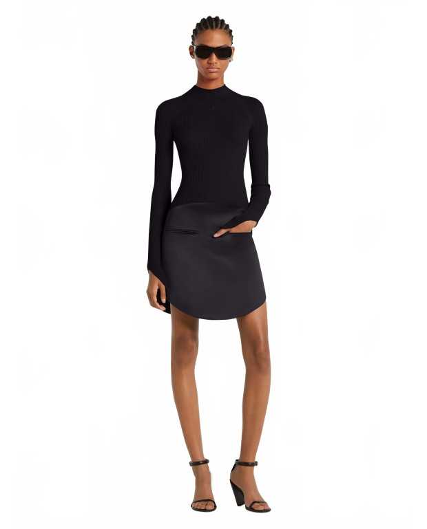 Circle Rib Knit Mockneck Sweater - Courreges - Black Circle Rib Knit Mockneck Sweater - Courreges - Black