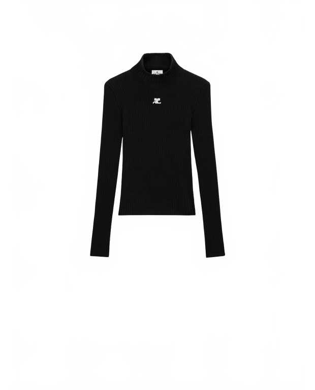 Reedition Knit Ls Jumper - Courreges - Black Reedition Knit Ls Jumper - Courreges - Black