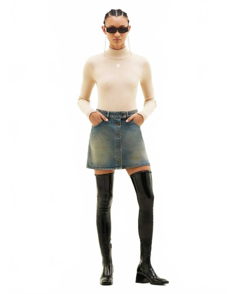 Reedition Knit Ls Jumper - Courreges - Cappuccino