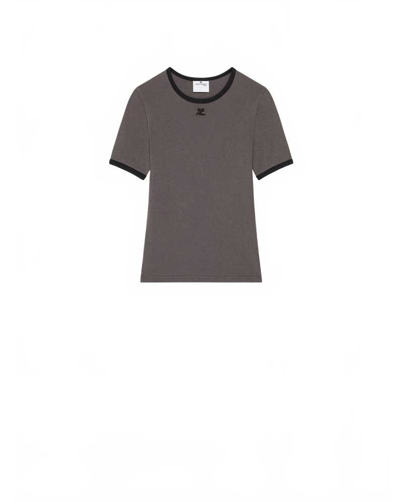 Signature Contrast T-shirt - Courreges - Bitumen / Black Signature Contrast T-shirt - Courreges - Bitumen / Black