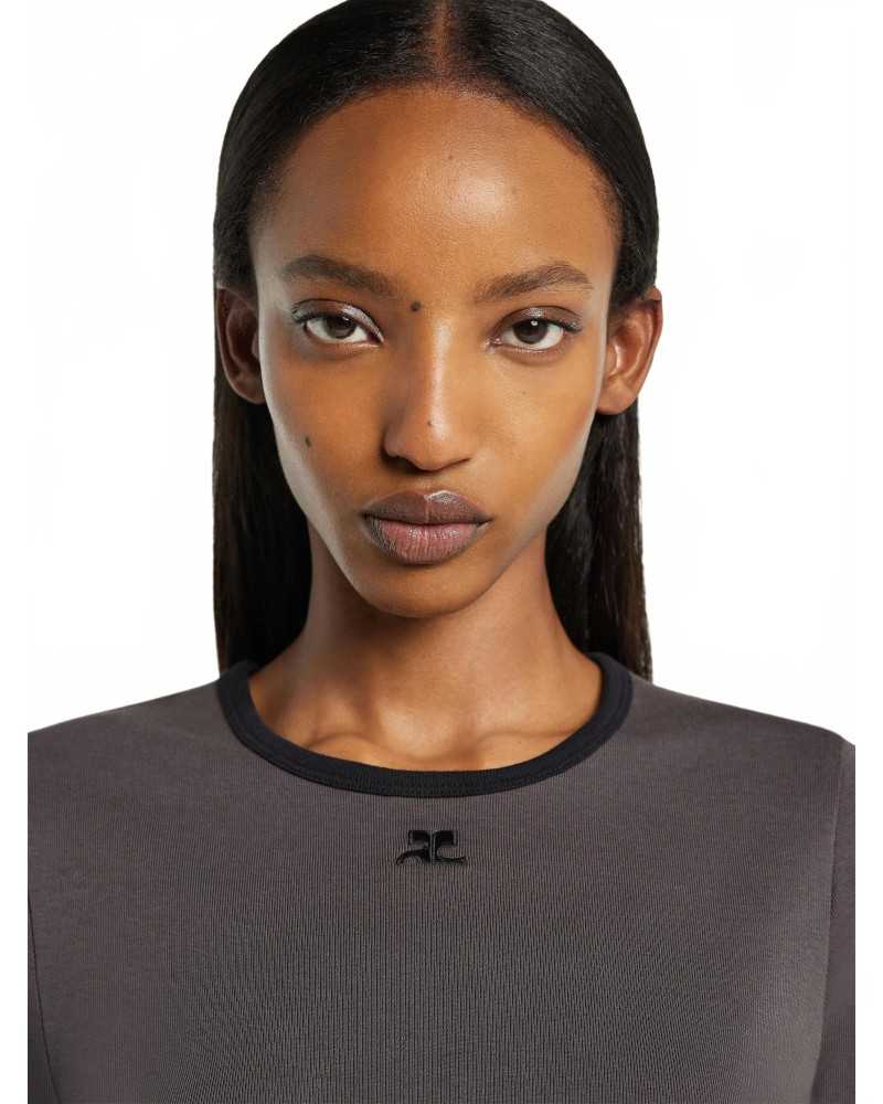 Signature Contrast T-shirt - Courreges - Bitumen / Black Signature Contrast T-shirt - Courreges - Bitumen / Black
