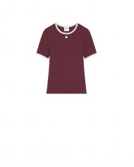 T-shirt Signature Contrast - Courreges - Burgundy / Heritage White