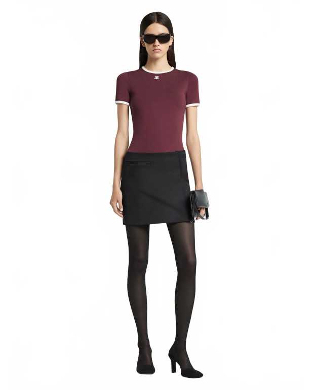 T-shirt Signature Contrast - Courreges - Burgundy / Heritage White T-shirt Signature Contrast - Courreges - Burgundy / Heritage White