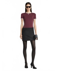 T-shirt Signature Contrast - Courreges - Burgundy / Heritage White