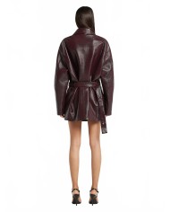 Zipped Vinyl Maxi Bomber Jacket - Courreges - Burgundy Zipped Vinyl Maxi Bomber Jacket - Courreges - Burgundy