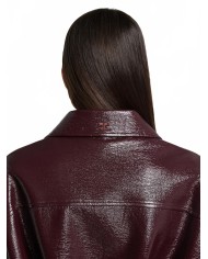 Zipped Vinyl Maxi Bomber Jacket - Courreges - Burgundy Zipped Vinyl Maxi Bomber Jacket - Courreges - Burgundy
