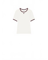 T-shirt Signature Contrast - Courreges - Heritage White / Burgundy
