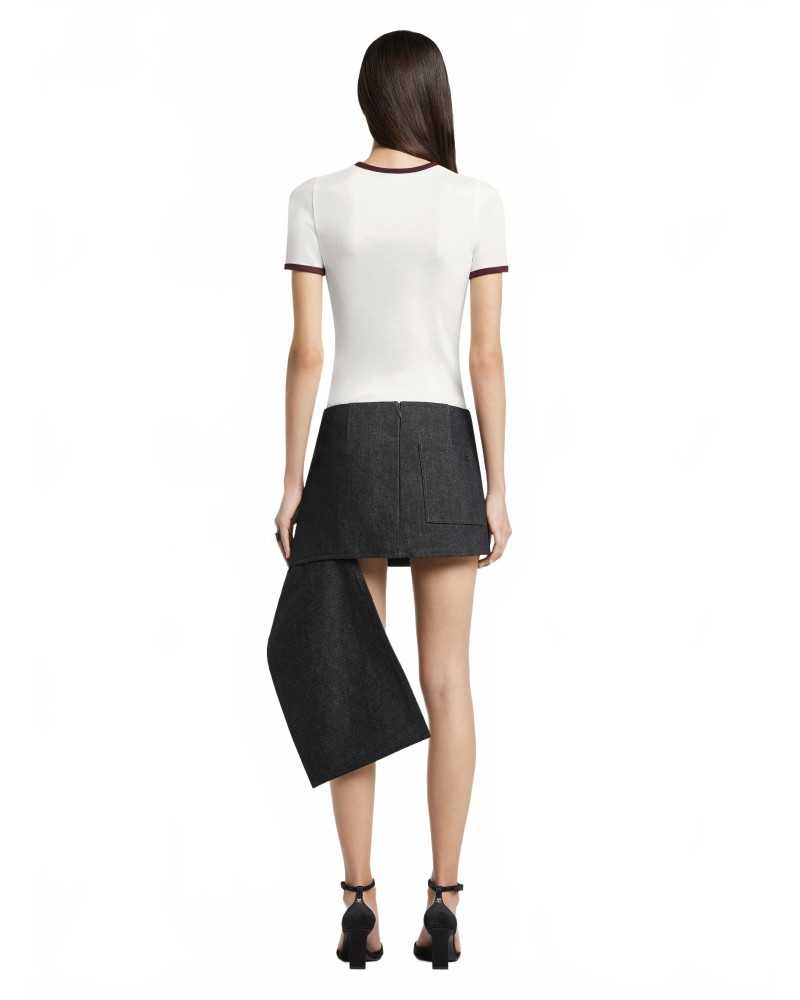 T-shirt Signature Contrast - Courreges - Heritage White / Burgundy