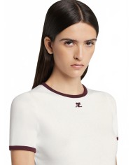 T-shirt Signature Contrast - Courreges - Heritage White / Burgundy