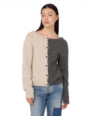 Alpaca Cardigan - Moschino - Grey / Beige