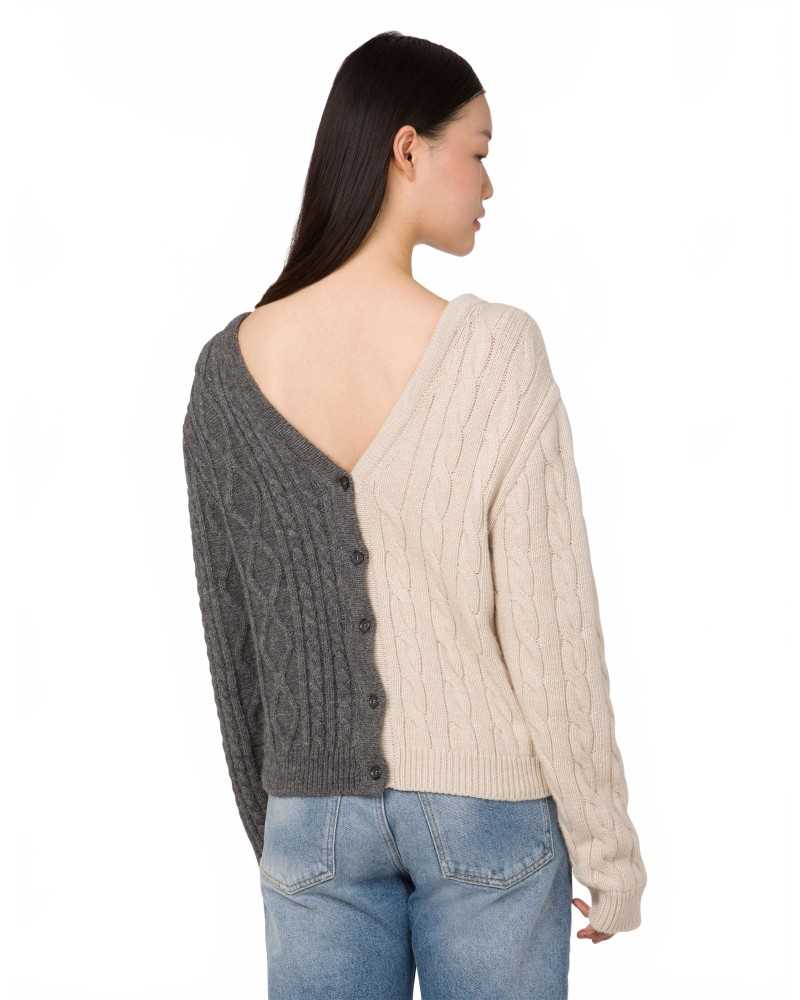 Cardigan En Alpaga - Moschino - Grey / Beige Cardigan En Alpaga - Moschino - Grey / Beige