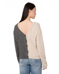 Cardigan En Alpaga - Moschino - Grey / Beige Cardigan En Alpaga - Moschino - Grey / Beige