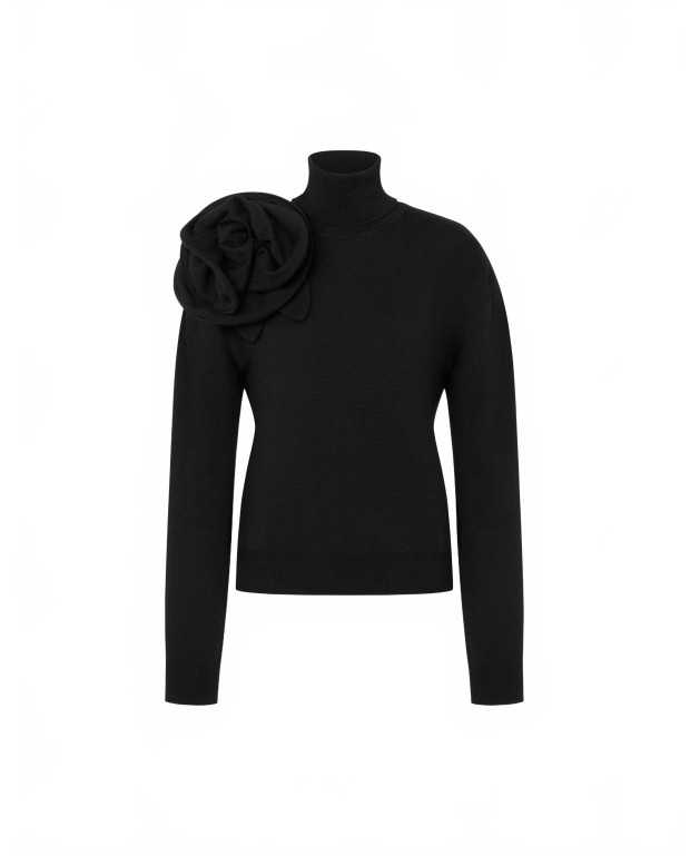 Pull En Laine Fleur - Moschino - Black Pull En Laine Fleur - Moschino - Black