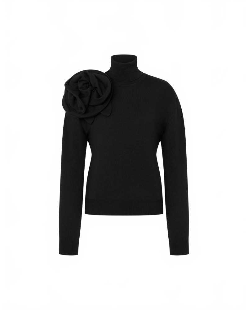 Pull En Laine Fleur - Moschino - Black Pull En Laine Fleur - Moschino - Black