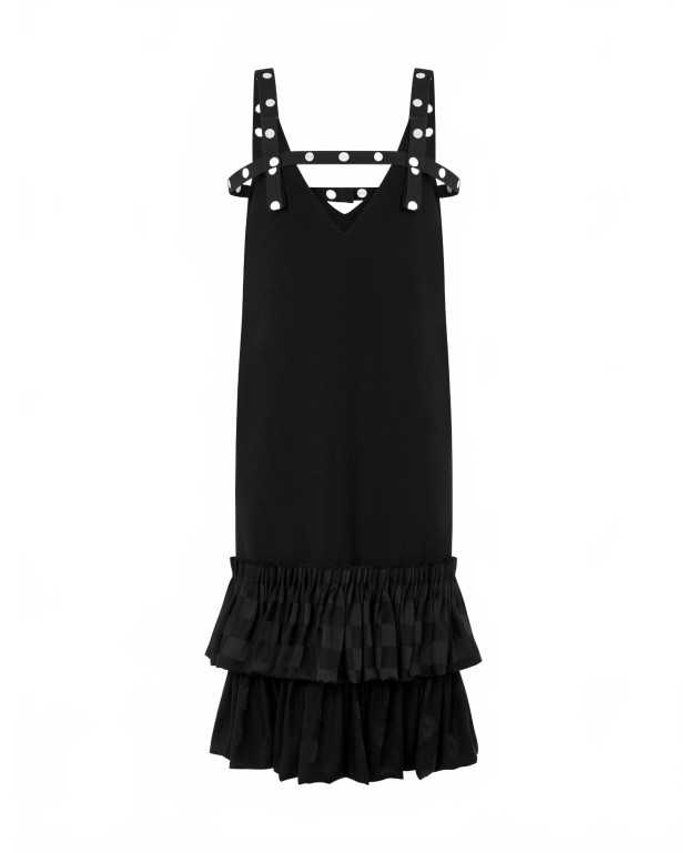Ruffle Dress With Dotted Details - Moschino - Black Ruffle Dress With Dotted Details - Moschino - Black