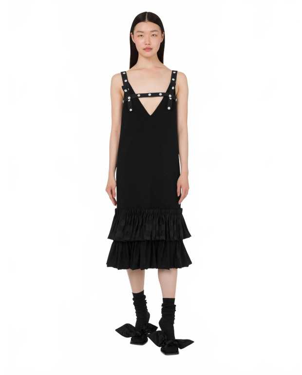 Robe A Volant Et Details A Pois - Moschino - Black Robe A Volant Et Details A Pois - Moschino - Black